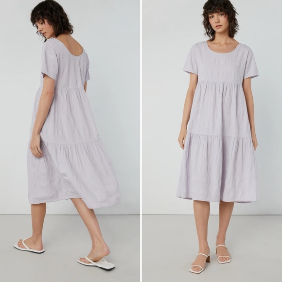 OAK + FORT Dresses & Skirts - Oak + Fort Tiered Midi Dress Lavender Blue Size M Cottage Prairie Boho Coastal